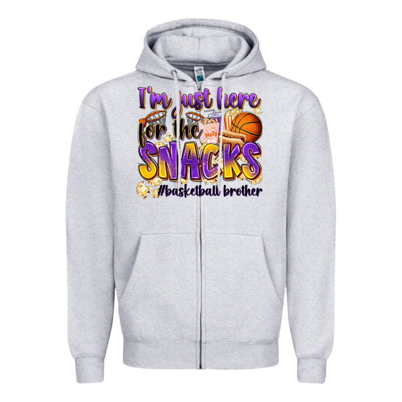 I'm Just Here For The Snacks #basketball Brother Zipper Hoodie by Zillion Design Studio | Teevron