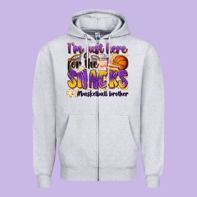 I'm Just Here For The Snacks #basketball Brother Zipper Hoodie Designed By Zillion Design Studio