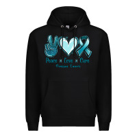 Black Peace Love Cure Ovarian Cancer Premium Hoodie - Jasminsmagicworld