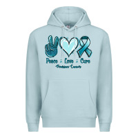 Blue Mist Peace Love Cure Ovarian Cancer Premium Hoodie - Jasminsmagicworld