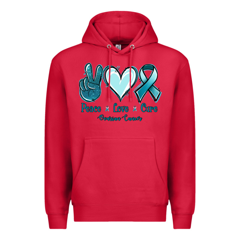 Peace Love Cure Ovarian Cancer Premium Hoodie by Jasminsmagicworld | Teevron