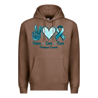 Chestnut Peace Love Cure Ovarian Cancer Premium Hoodie - Jasminsmagicworld