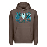 Coffee Peace Love Cure Ovarian Cancer Premium Hoodie - Jasminsmagicworld