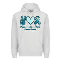Dove Grey Peace Love Cure Ovarian Cancer Premium Hoodie - Jasminsmagicworld