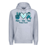 Heather Grey Peace Love Cure Ovarian Cancer Premium Hoodie - Jasminsmagicworld
