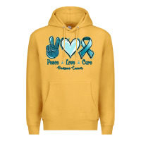 Mustard Peace Love Cure Ovarian Cancer Premium Hoodie - Jasminsmagicworld