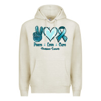 Oatmeal Heather Peace Love Cure Ovarian Cancer Premium Hoodie - Jasminsmagicworld