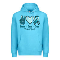 Ocean Blue Peace Love Cure Ovarian Cancer Premium Hoodie - Jasminsmagicworld