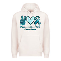 Pale Pink Peace Love Cure Ovarian Cancer Premium Hoodie - Jasminsmagicworld