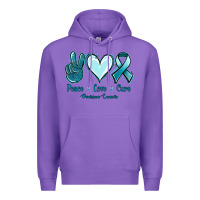 Purple Peace Love Cure Ovarian Cancer Premium Hoodie - Jasminsmagicworld