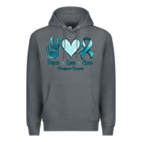 Rock Peace Love Cure Ovarian Cancer Premium Hoodie - Jasminsmagicworld