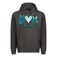 Smoke Peace Love Cure Ovarian Cancer Premium Hoodie - Jasminsmagicworld