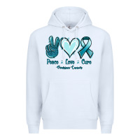 White Peace Love Cure Ovarian Cancer Premium Hoodie - Jasminsmagicworld