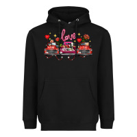 Black valentine's day farm trucks farm animals Heavyweight Hoodie - FaDigitalArtStudio