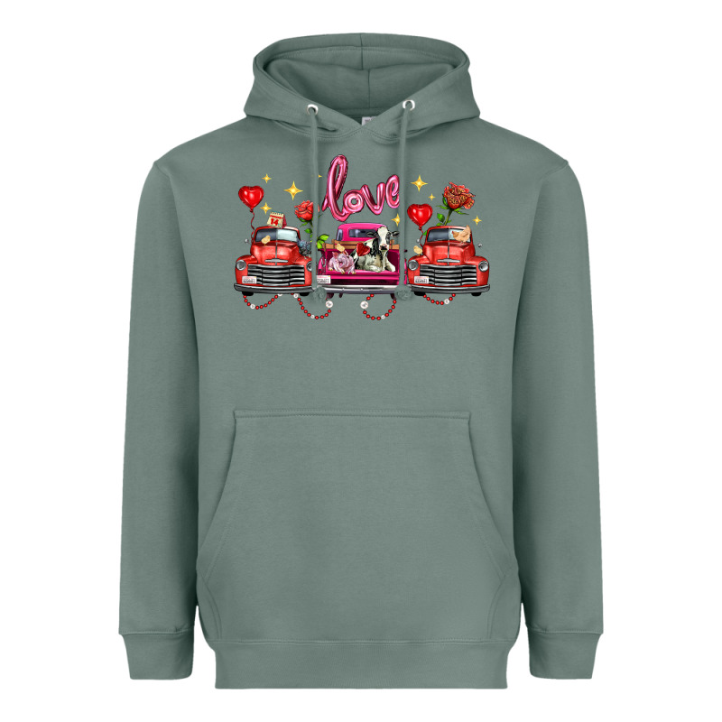 Valentine's Day Farm Trucks Farm Animals Heavyweight Hoodie by FaDigitalArtStudio | Teevron