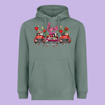 Valentine's Day Farm Trucks Farm Animals Heavyweight Hoodie Designed By Fadigitalartstudio