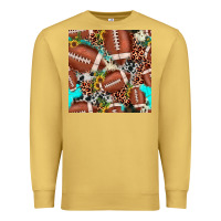 Antique Gold football leopard turquoise cowhide sunflower seamless pattern Premium Sweatshirt - JahusDesignShop