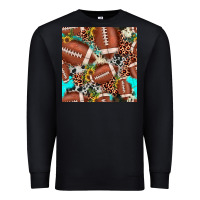 Black football leopard turquoise cowhide sunflower seamless pattern Premium Sweatshirt - JahusDesignShop