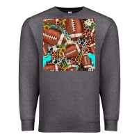 Charcoal Heather football leopard turquoise cowhide sunflower seamless pattern Premium Sweatshirt - JahusDesignShop