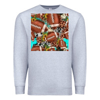 Heather Grey football leopard turquoise cowhide sunflower seamless pattern Premium Sweatshirt - JahusDesignShop