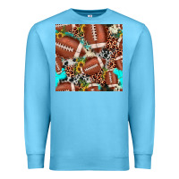 Ocean Blue football leopard turquoise cowhide sunflower seamless pattern Premium Sweatshirt - JahusDesignShop