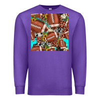 Purple football leopard turquoise cowhide sunflower seamless pattern Premium Sweatshirt - JahusDesignShop