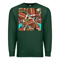 Football Leopard Turquoise Cowhide Sunflower Seamless Pattern Premium Sweatshirt | Teevron