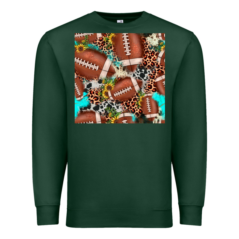Football Leopard Turquoise Cowhide Sunflower Seamless Pattern Premium Sweatshirt by JahusDesignShop | Teevron