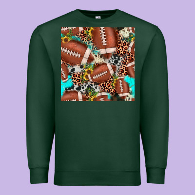 Football Leopard Turquoise Cowhide Sunflower Seamless Pattern Premium Sweatshirt Designed By Jahusdesignshop