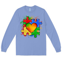 Colony Blue autism puzzle pieces heart Long Sleeve Tee - Zillion Design Studio