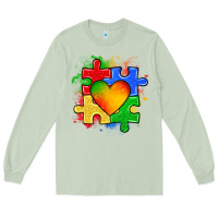 Matcha autism puzzle pieces heart Long Sleeve Tee - Zillion Design Studio