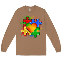 Toasted Coconut autism puzzle pieces heart Long Sleeve Tee - Zillion Design Studio