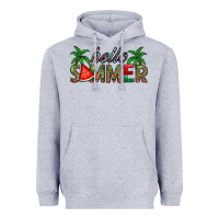 Heather Grey hello summer Heavyweight Hoodie - CowhideDigitalArt