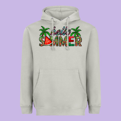 Hello Summer Heavyweight Hoodie Designed By Cowhidedigitalart