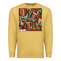 Antique Gold football leopard gemstone sunflower seamless pattern Premium Sweatshirt - JahusDesignShop