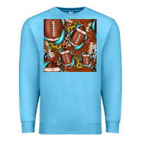 Ocean Blue football leopard gemstone sunflower seamless pattern Premium Sweatshirt - JahusDesignShop
