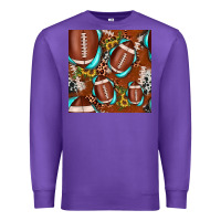 Purple football leopard gemstone sunflower seamless pattern Premium Sweatshirt - JahusDesignShop