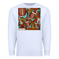 White football leopard gemstone sunflower seamless pattern Premium Sweatshirt - JahusDesignShop