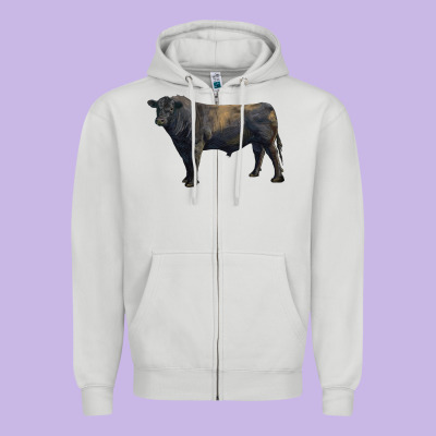 Black Angus Bull Zipper Hoodie Designed By Ranaportraitstore