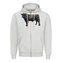 Dove Grey black angus bull Zipper Hoodie - RanaPortraitStore