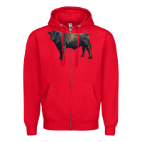 Red black angus bull Zipper Hoodie - RanaPortraitStore