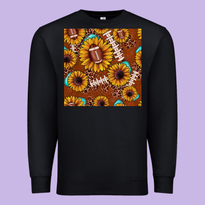 Football Leopard Sunflower Seamless Pattern Premium Sweatshirt Designed By Jahusdesignshop