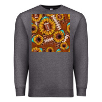 Charcoal Heather football leopard sunflower seamless pattern Premium Sweatshirt - JahusDesignShop