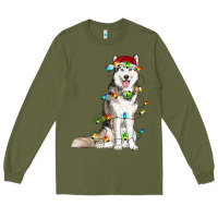 Army Green Husky Christmas Lights Long Sleeve Tee - RanaPortraitStore