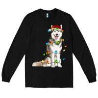 Black Husky Christmas Lights Long Sleeve Tee - RanaPortraitStore