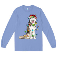 Colony Blue Husky Christmas Lights Long Sleeve Tee - RanaPortraitStore