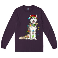 Plum Husky Christmas Lights Long Sleeve Tee - RanaPortraitStore