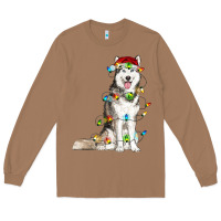 Toasted Coconut Husky Christmas Lights Long Sleeve Tee - RanaPortraitStore