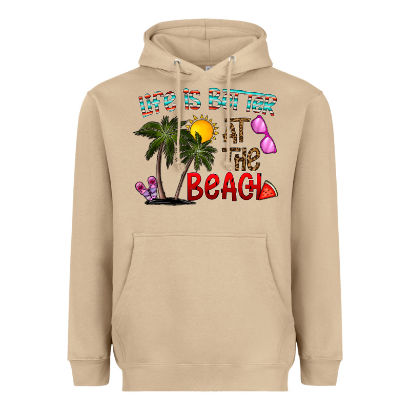 Life Is Better At The Beach Heavyweight Hoodie by CowhideDigitalArt | Teevron