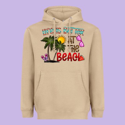 Life Is Better At The Beach Heavyweight Hoodie Designed By Cowhidedigitalart